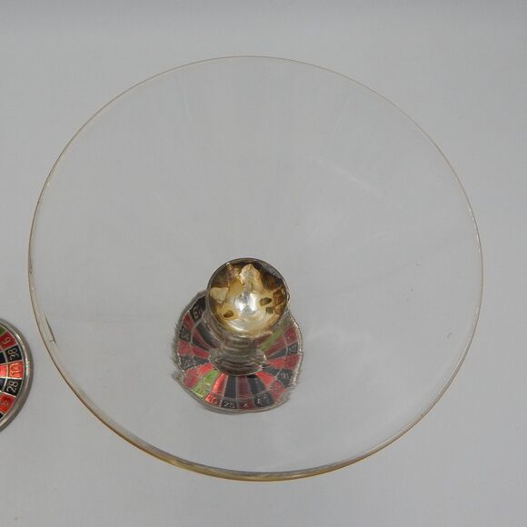 Roulette Wheel Martini Glassware Glasses Pair Godinger Silver Art Company - Picture 9 of 14